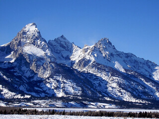 Close-up of Grand Teton in winter