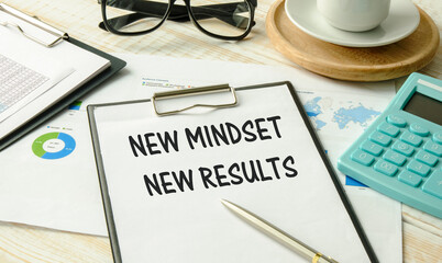 New mindset new results words letter, motivational self development business typography quotes concept