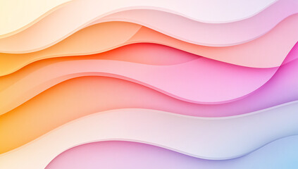 Obraz premium Colorful gradient background with soft waves in pink, orange, and white, creating soothing and modern aesthetic. Perfect for design projects and digital art