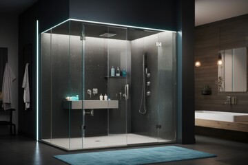 Modern Glass Shower Enclosure With Built In Lighting