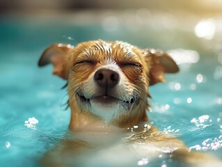 A happy pet enjoying water therapy in a warm and calming pool