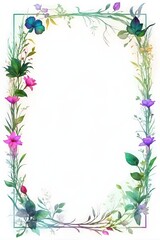 Naklejka premium Weiße Design Vorlage Hintergrund Rahmen - Pflanzen und Blüten