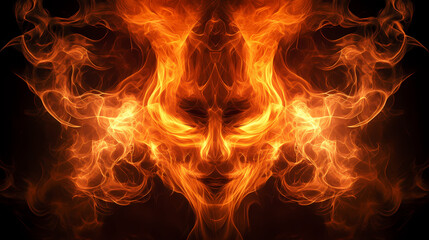 Mysterious and symbolically intense inferno. Infernal. Illustration