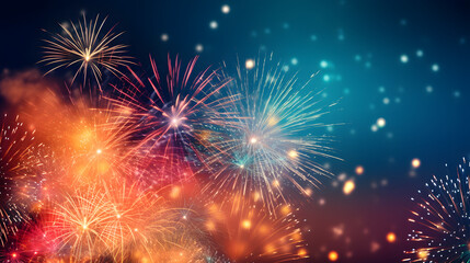 Fototapeta premium Vibrant Fireworks Display in Night Sky