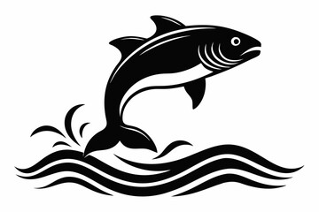 Obraz premium a fish jumping line art silhouette vector illustration