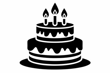 birthday cake line art silhouette vector illustration