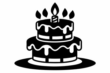 birthday cake line art silhouette vector illustration