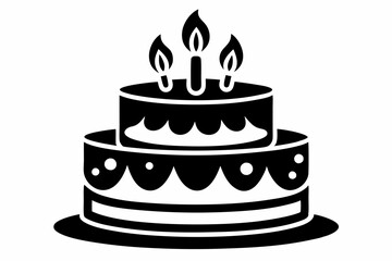birthday cake line art silhouette vector illustration