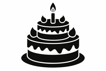 birthday cake line art silhouette vector illustration