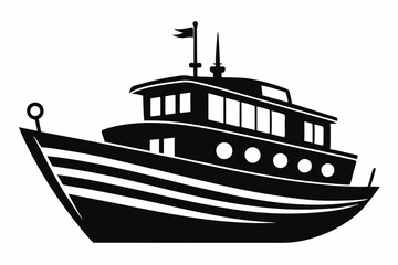 Obraz premium boat line art silhouette vector illustration
