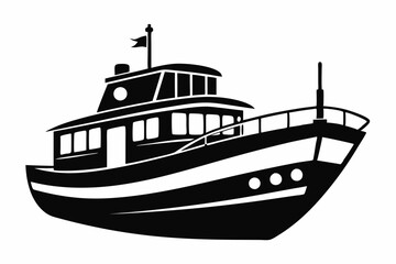 boat line art silhouette vector illustration