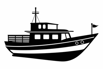 boat line art silhouette vector illustration