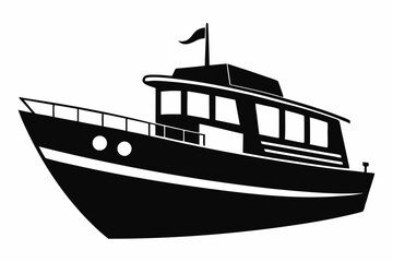 Obraz premium boat line art silhouette vector illustration