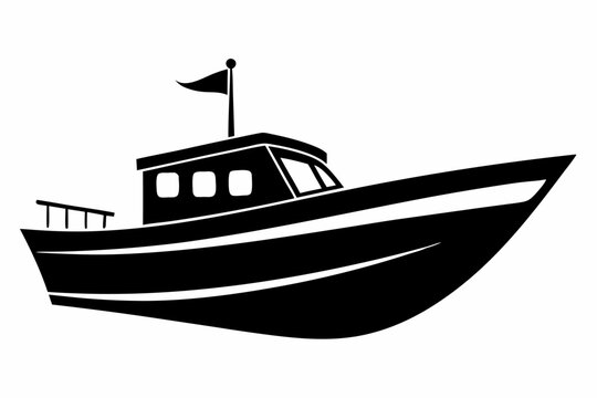 recommend clip art: boat line art silhouette vector illustration