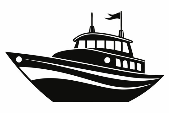 recommend clip art: boat line art silhouette vector illustration