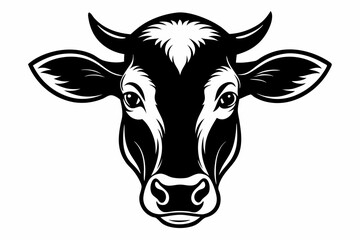 cow head line art silhouette vector illustration