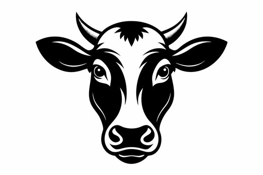 recommend clip art: cow head line art silhouette vector illustration