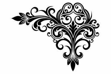 decorative corner element line art silhouette vector illustration