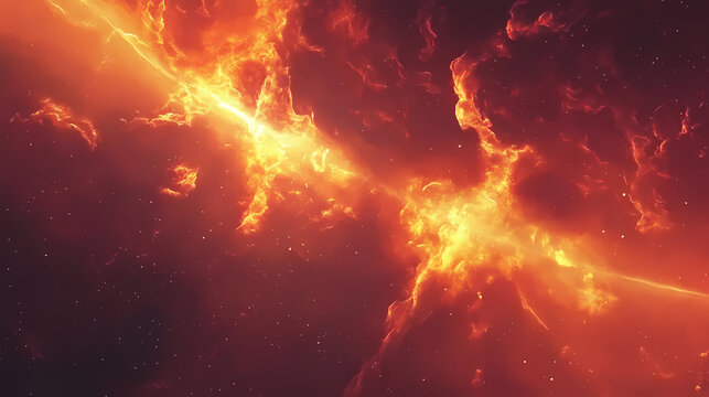 Macro infernal fire nebula in space. Infernal. Illustration