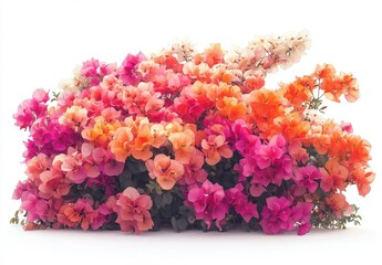 Fototapeta premium Vibrant Bougainvillea Flowers in a Colorful Display of Pink, Orange, and White Perfect for Floral Arrangements and Nature Photography