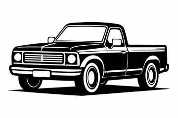 Obraz premium pickup truck line art silhouette vector illustration