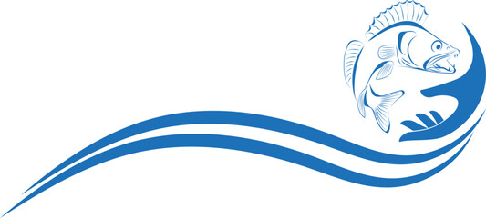 Obraz premium Zander und Hand, Zander, Fisch, Logo, Angeln, Sport, Hintergrund