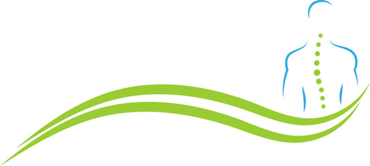 Person in Bewegung, Orthopädie, Wirbelsäule, Chiropraktiker, Logo, Hintergrund
