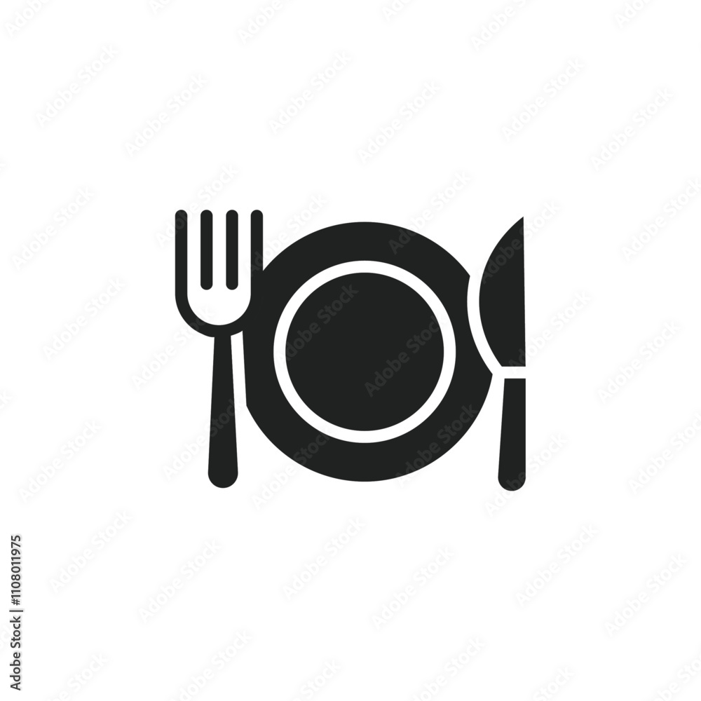 Poster cutlery icon web design in vector