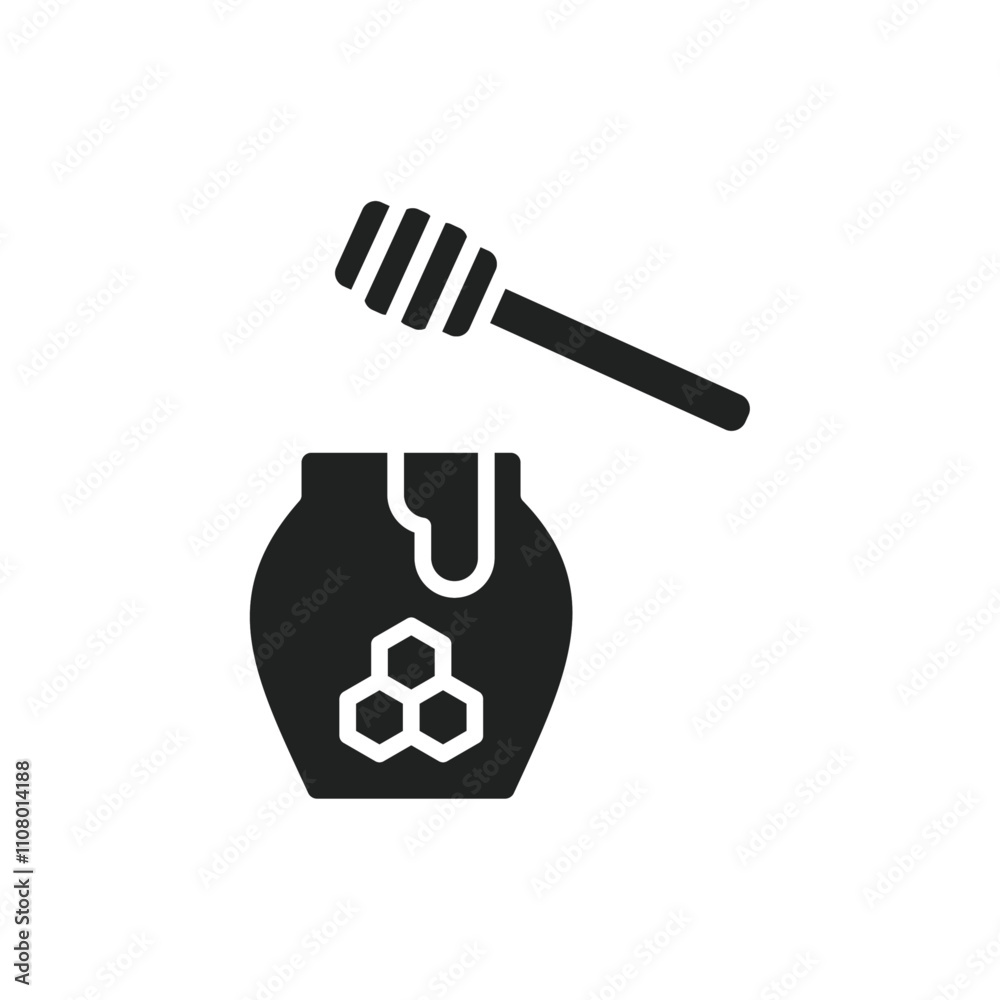 Poster Honey jar with dipper icon web design in vector