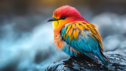 A Breathtaking Display of Colorful Birds by the River, Captured in Cinematic Perfection with Nikon Z9 Technology