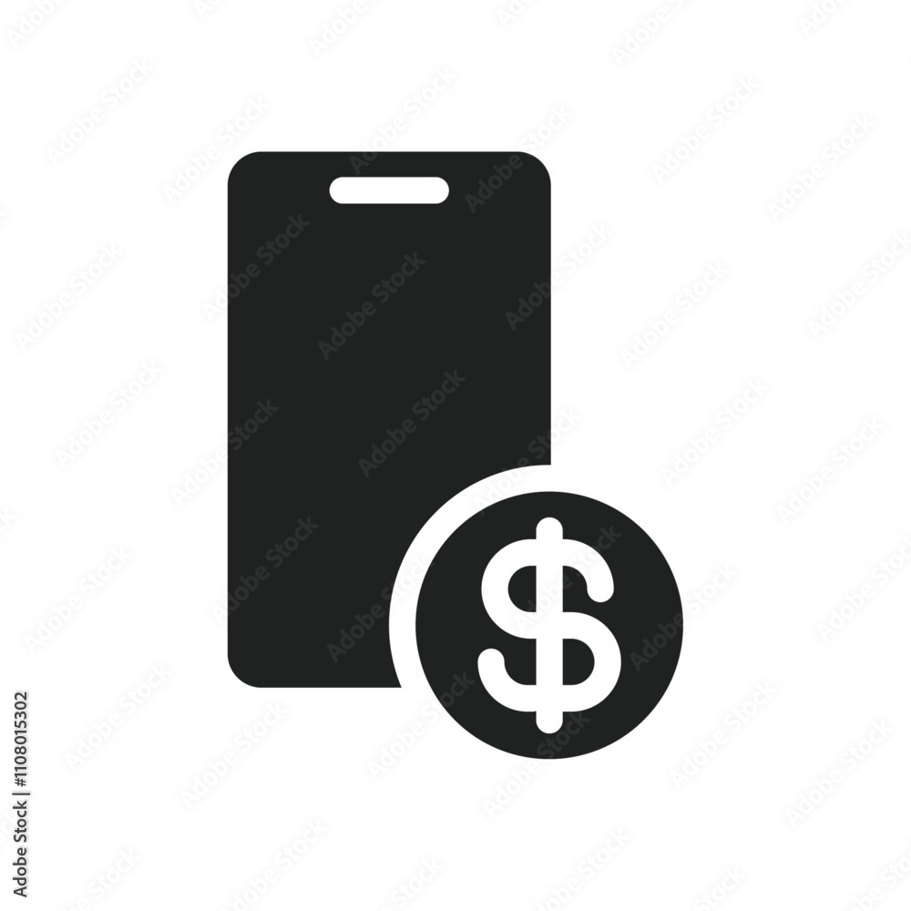 Poster mobile bank icon web design in vector
