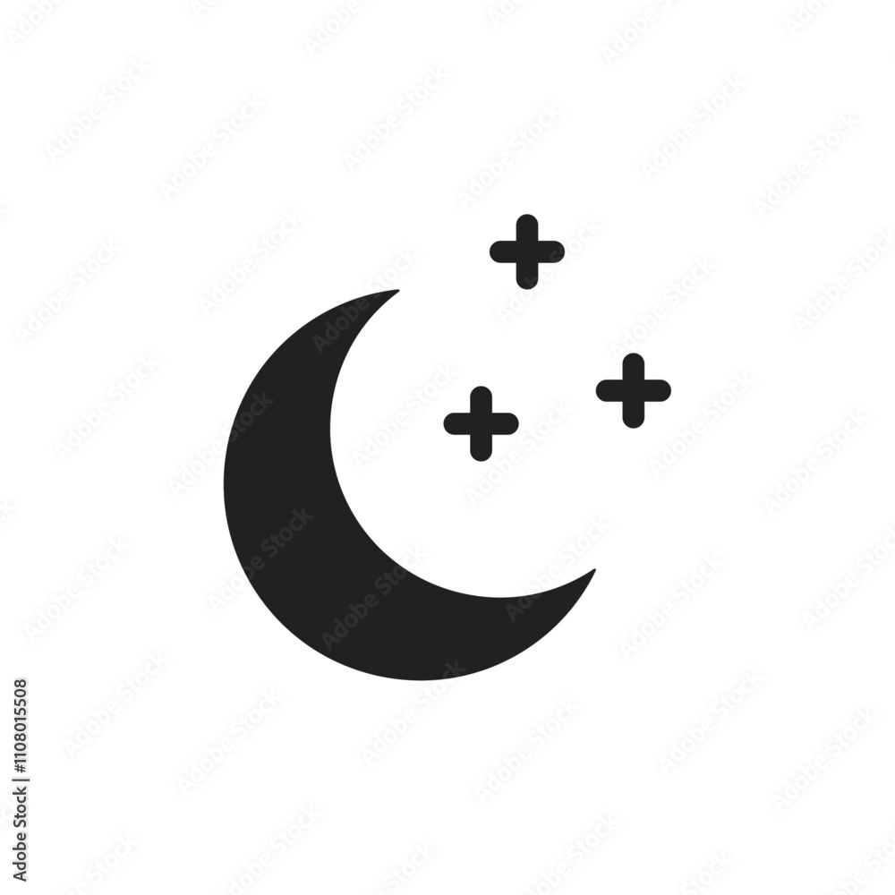 Poster Moon and stars icon web design in vector