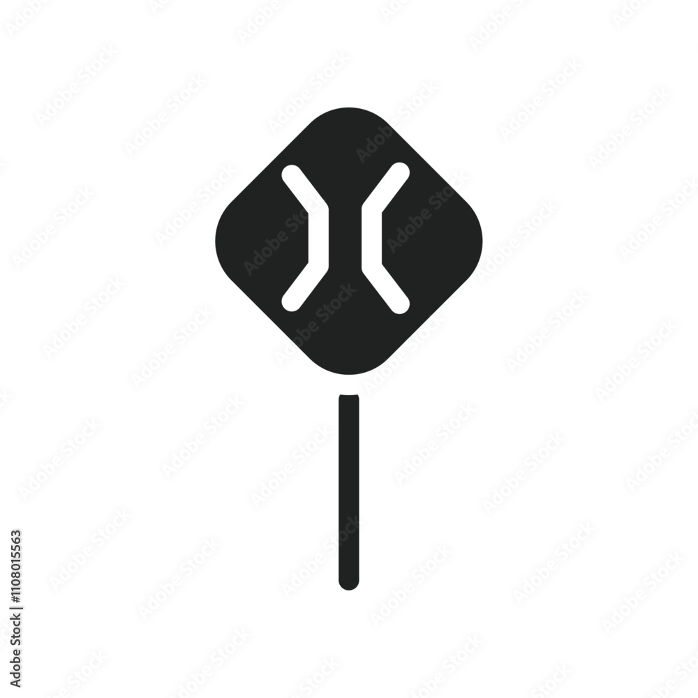 Poster narrow bridge ahead icon web design in vector