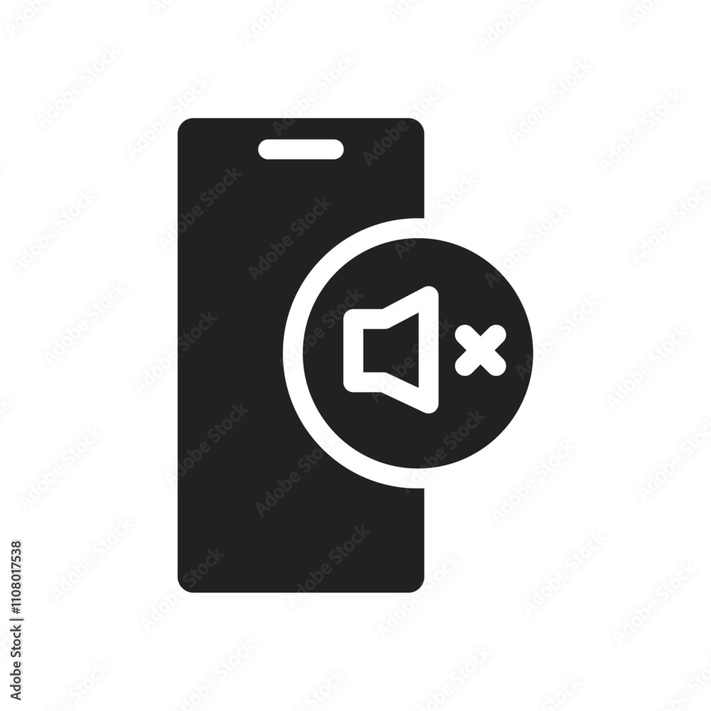 Poster silent phone icon web design in vector