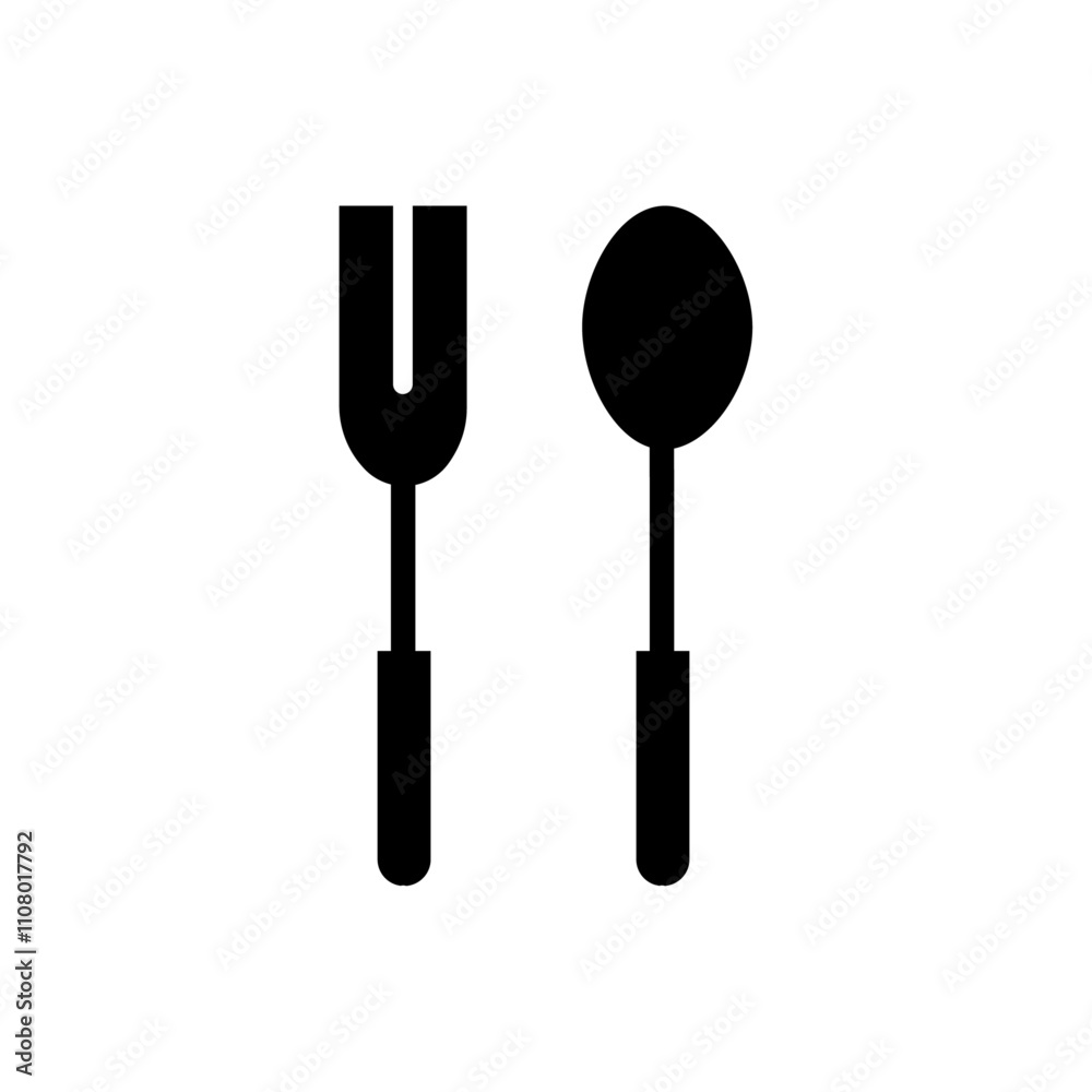 Aufkleber spoon and fork icon web design in vector