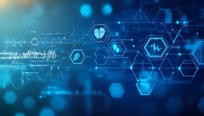 Abstract medical background with hexagonal patterns, representing healthcare innovation.