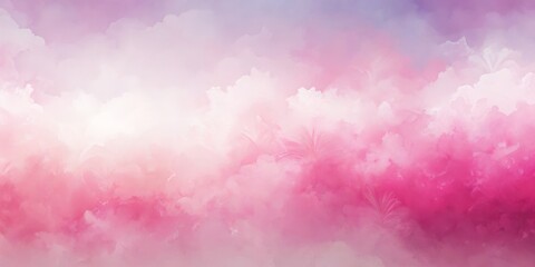 Fototapeta premium Pink Watercolor Cloudscape Soft Hues, Dreamy Composition, Abstract Art, Pink Clouds Background Keywords Watercolor, Abstract art