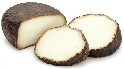 Round goat cheese with a natural rind