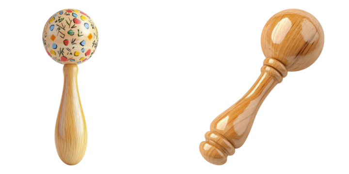 Baby rattle isolated on transparent background, Set of