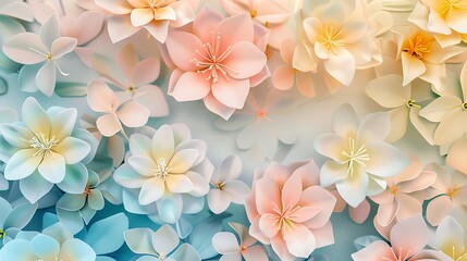 Obraz premium Pastel Paper Flowers Background