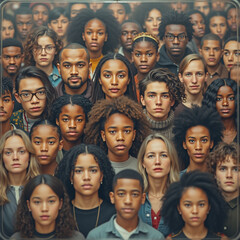 A diverse network of interconnected people portraits symbolizing social connections 