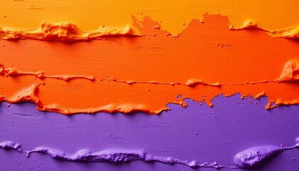 Textured abstract painting with orange and purple paint strokes for artistic backgrounds