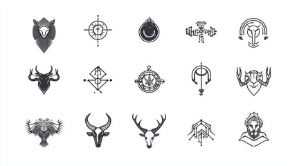 Minimalist illustration of zodiac signs collection millennial gray aesthetic modern art digital design studio environment high fidelity concept