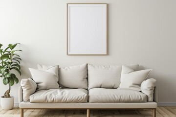 Fototapeta premium Modern interior design mockup with various frame sizes.