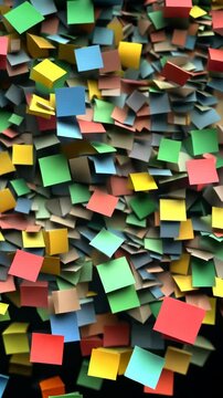 Colorful collection of sticky notes scattered across a surface conveying vibrant ideas and creativity