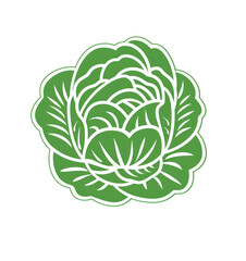 Obraz premium Minimalistic logo in the form of a cabbage head silhouette. Ideal for branding farm products, restaurants or health food stores.