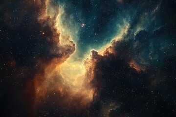 Fototapeta premium Cosmic Nebula Clouds and Distant Stars Shine Brightly