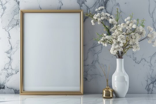 Modern gold frame for 30x40 portrait in vertical layout.