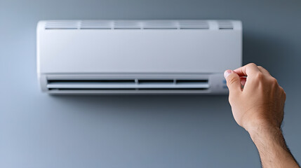 Fototapeta premium Ceiling-type system air conditioner installed in a modern interior, showcasing sleek design and efficient cooling technology, ideal for maintaining comfort in residential or commercial spaces