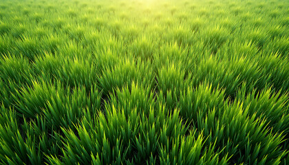 Obraz premium Serene Rice Paddy in Golden Sunlight with Natural Growth Patterns